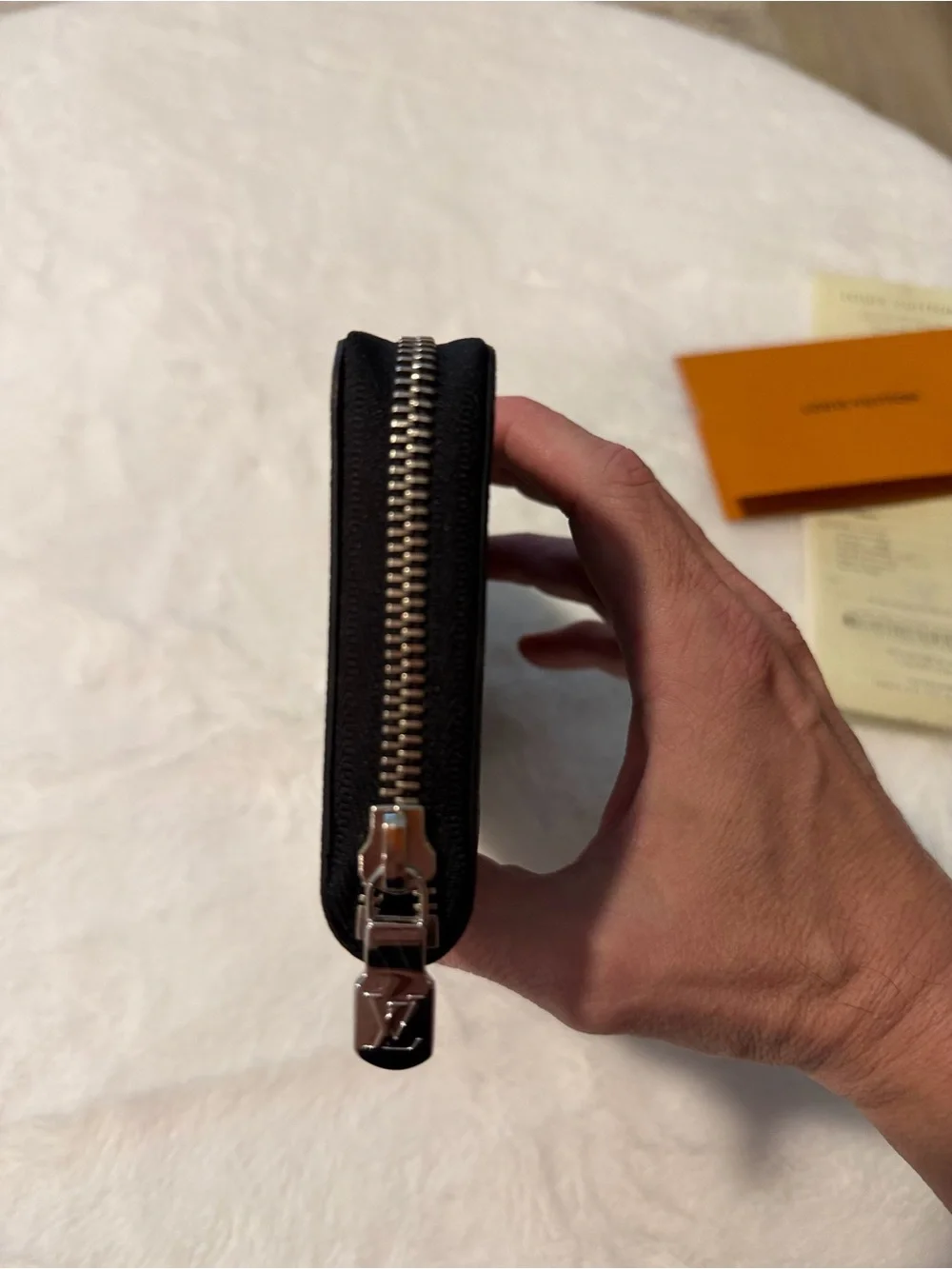 Louis Vuitton Black Damier Graphite Zip Wallet with Silver Hardware